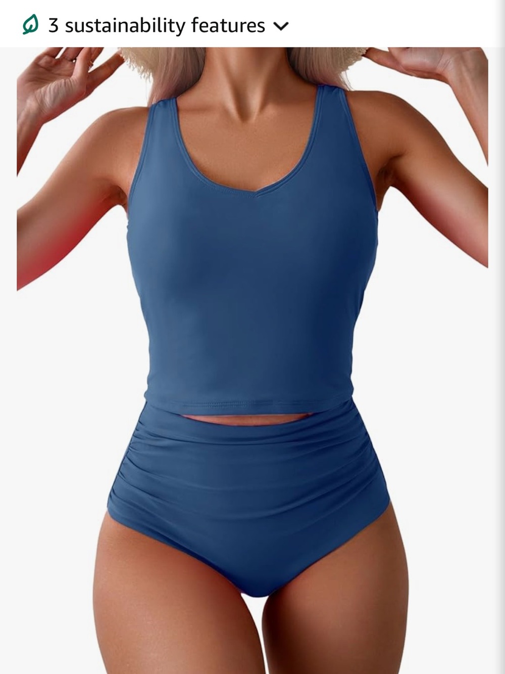 Classic High-Waist Tankini Set in Deep Blue